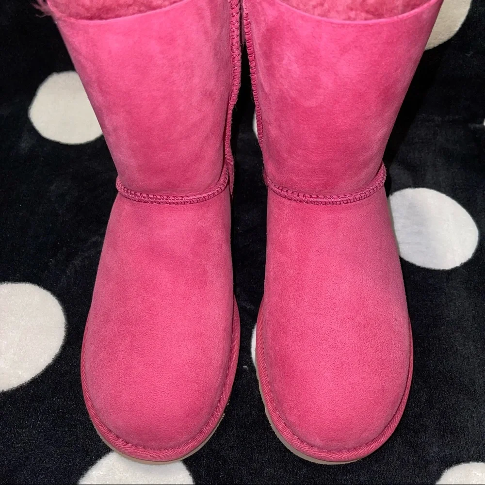 💕 UGG BOOTS - Bailey Bow 🎀 Cheetah Leopard Pink Size 5 Womens - Picture 4 of 13